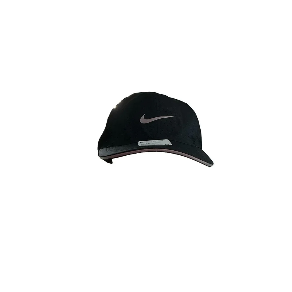 Nike Featherlight Hat Cap Tennis Running Black & White Adjustable Strap Back
